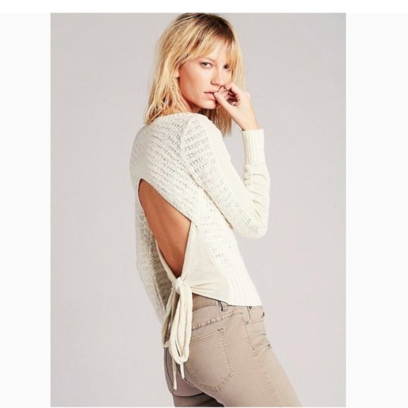 Free People Sweaters - Free People Bow Back Knit Sweater Open Tie
